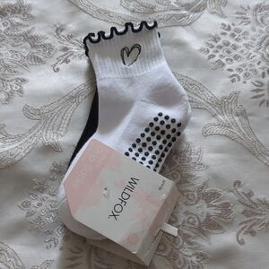 Wildfox White and Black Heart Ankle Socks